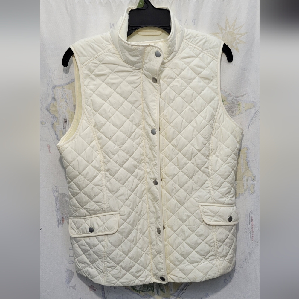 Talbots Cream Quilted Vest